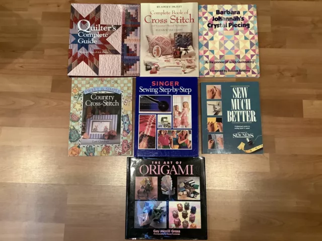 Craft Books Lot: Quilting, Country Cross Stitch, Sewing, Singer, Crystal Piecing