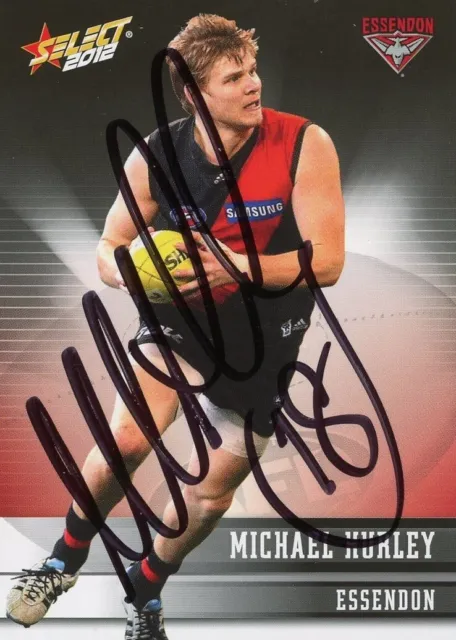 Signed 2012 Essendon Bombers AFL Select Champions Card - Michael Hurley