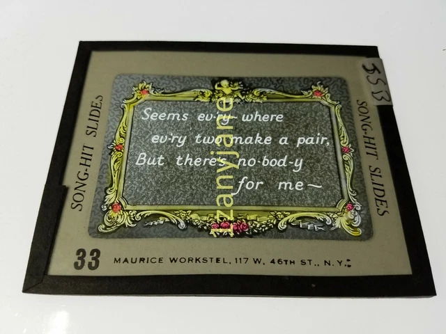 Glass Magic Lantern Slide SONG HIT SLIDE JSB NY SEEMS EVERYWHERE EVERY TWO MAKE