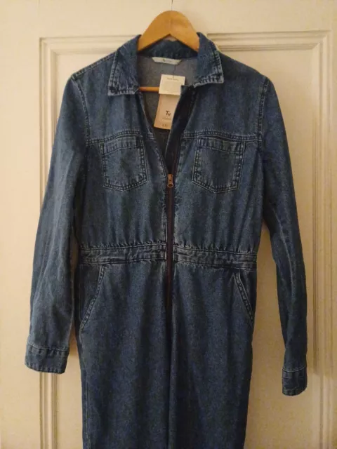 RARE BNWT DENIM Blue Mantaray Zipped Jumpsuit Boiler Suit Pockets