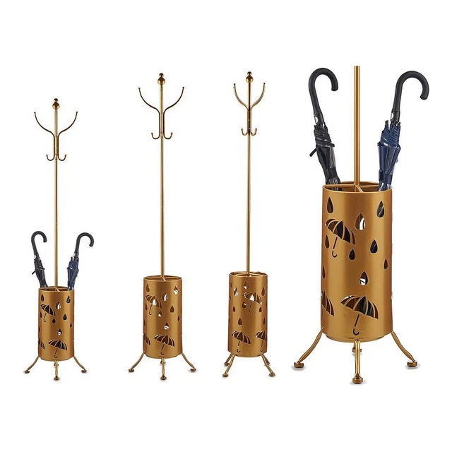 Guardaroba appendiabiti portaombrelli metallo oro 44 x 185 x 44 cm