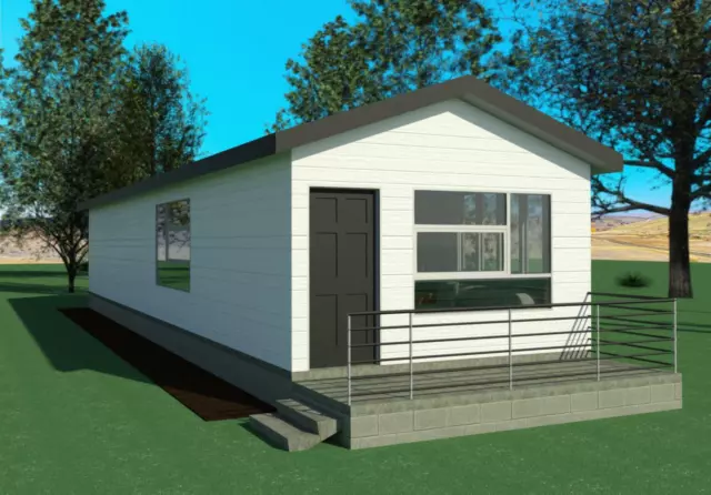 Modern Tiny House Floor Plan - Vaulted Ceiling, 1 Bedroom, 1 Bath with 572 sf.