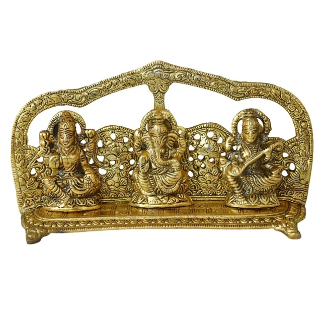 Idole Laiton Doree Statue Laxmi Ganesh Diya En Laiton Doré - Idole