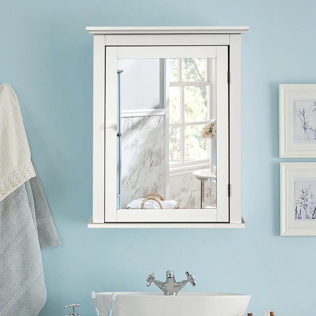 NNECW Cabinet with Height-adjustable Shelf for Bathroom/Hallway-White