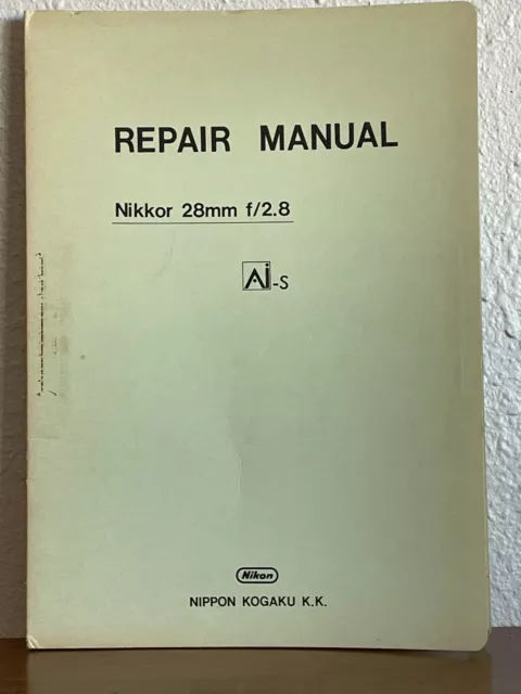 Manual de servicio de reparación de lentes de fábrica OEM Nikon Nikkor 28 mm F2,8 AI-S AIS