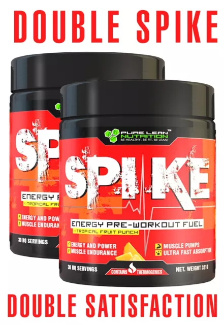 2 x SPIKE PRE WORKOUT HIGH PERFORMANCE ENERGY FUEL PREWORKOUT POWDER