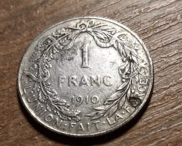 Belgium Silver 1 Franc 1910