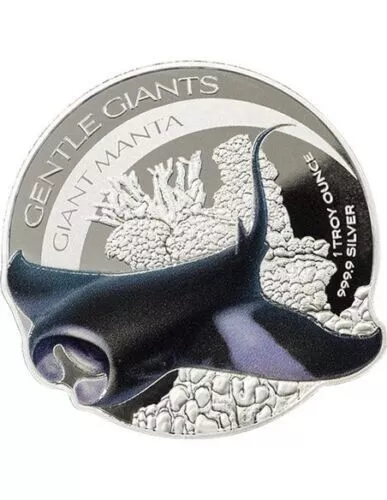 2023 - Giant Manta - 1 Oz 9999 Silver Coin - Pamp Suisse - Colorized Gem - $9.99