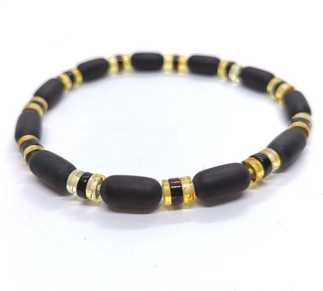 Bracelet Homme Femme Ambre Naturel Noir Multicolore Pierres Baltiques Coupe...