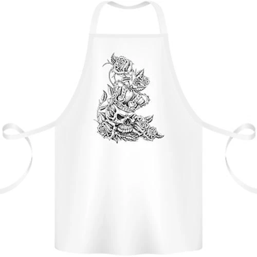 Skull Crown Biker Skull Gothic Heavy Metal Cotton Apron 100% Organic