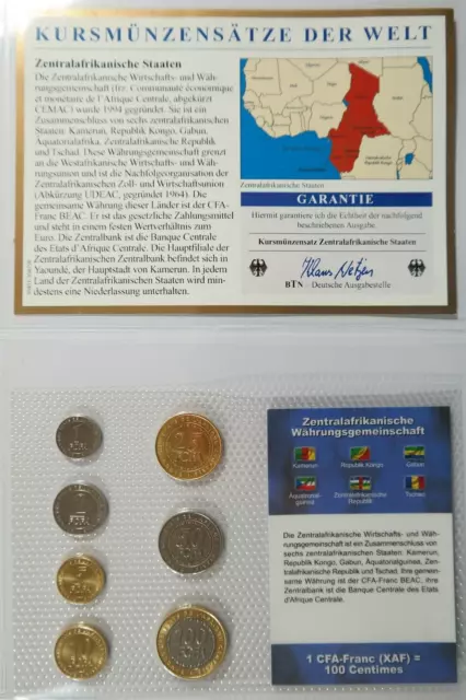 Zentralafrikanische - KMS Kursmünzensatz Bilster Noppenfolie BTN Münzen / 1