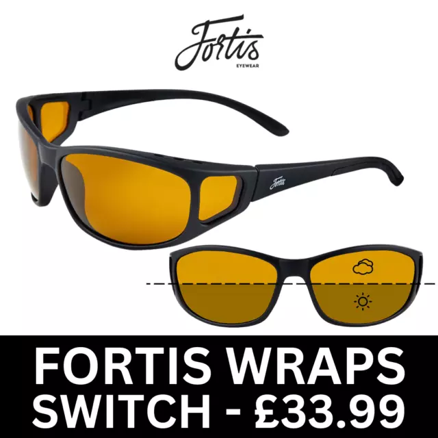 Fortis Switch Wraps Polarised Sunglasses NEW Carp Fishing Glasses - £33.99