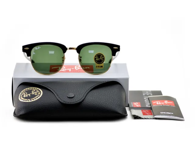 Ray-Ban Sunglasses RB3016 Clubmaster Classic Black Frame Green Lens 51mm Unisex