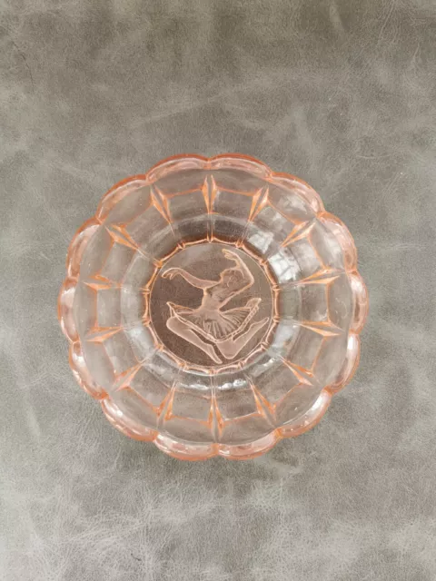 Vintage Tiara Indiana Glass Sandwich Pink Ballerina Candy Bowl/Trinket Dish