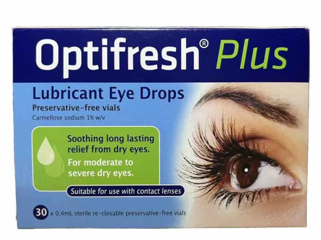 Optifresh Plus Lubricant Eye Drops 30 x 0.4mL Vials Moderate to Severe Dry Eyes