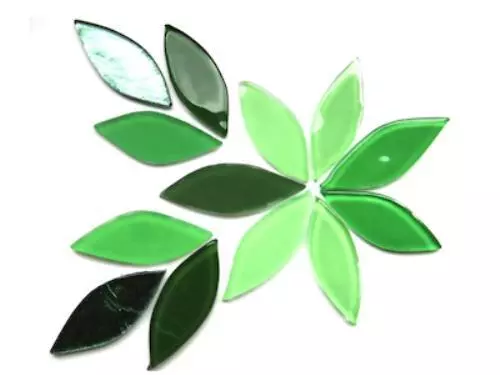 Green Mix Glass Petals - Mosaic Tile Supplies Art Craft