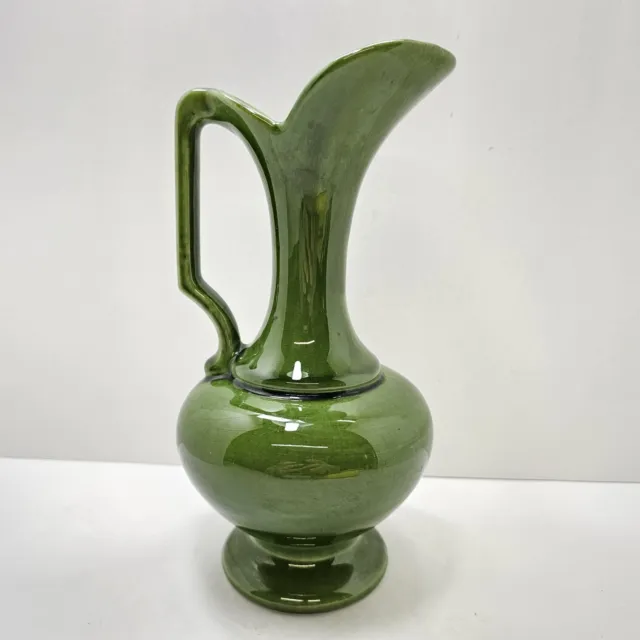 VTG Royal Haeger Ewer Vase Drip Yellow Green Glaze Pottery Pitcher MCM 10” READ