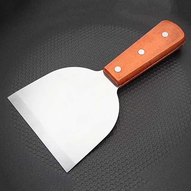 Pelle à pizza spatule en acier inoxydable steak poignée en bois outil de cuisi