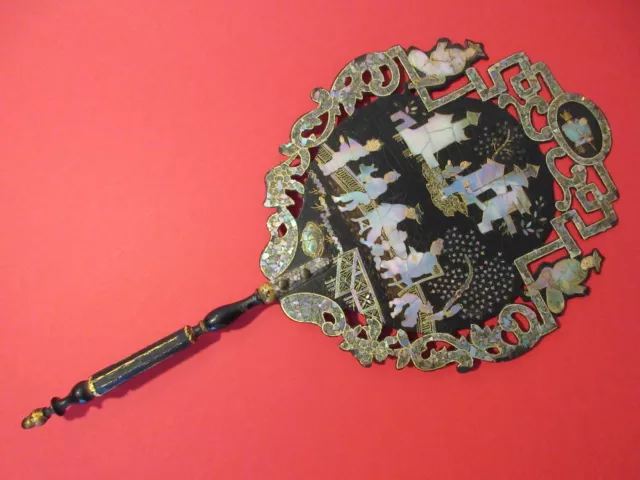 ANCIEN ECRAN A MAIN NAPOLEON III PARE FEU JAPONISANT(japon.cheminée. japonais)
