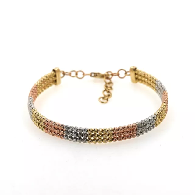 Tricolor Kugel Gold Armband 585 14 Kt Gelbgold Weißgold Roségold Wert 1900,- 2