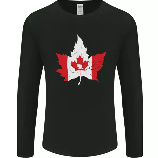 Canadiense Arce Hoja Bandera Canadá Castor Manga Larga para Hombre Camiseta