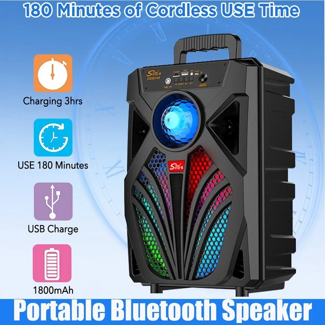 8& BLUETOOTH LED Party Speaker 2000W Bass Subwoofer TWS Karaoke Mic USB ...