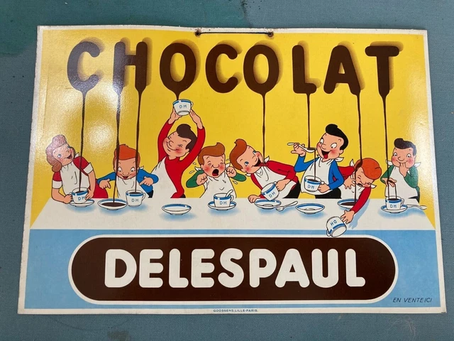 PLAQUE METAL 40X30cm PUB RETRO CHOCOLAT DELESPAUL HAVEZ