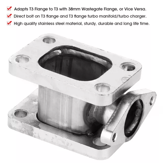 T3-T3 Stainless Steel Turbo Manifold Adapter 38mm Wastegate Flange Outlet Turbo 2