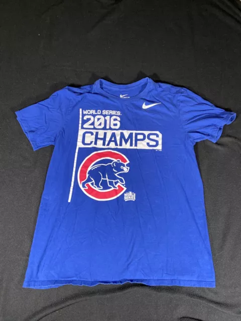 The Nike Tee MLB 2016 World Series Champs Chicago Cubs Blue T-Shirt Men’s SMALL