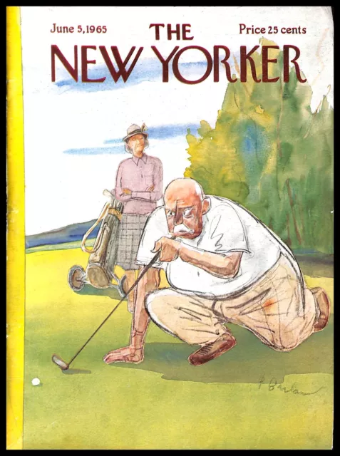 1965 The New Yorker Magazine Vintage FRONT COVER Golf Humor Art Perry Barlow