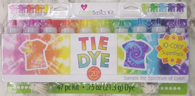 Tie Dye Kit 47 Piece 10 Color Super Pack 20 Projects Create Basics FREE SHIPPING