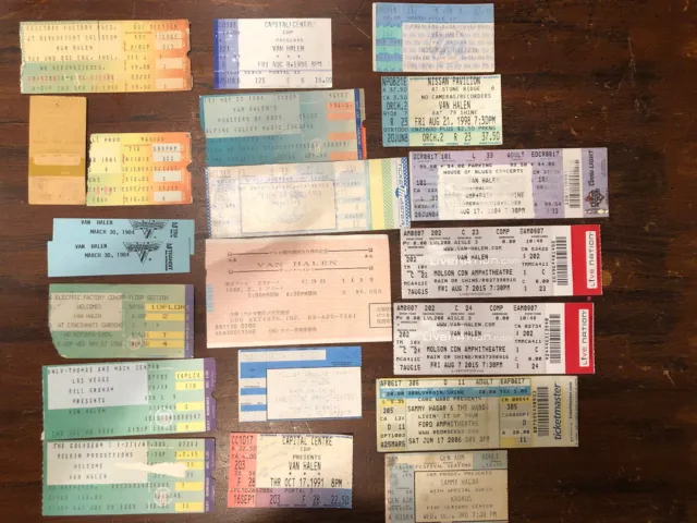 Van Halen Ticket Stubs 1980 - 2015 David Lee Roth Sammy Hagar