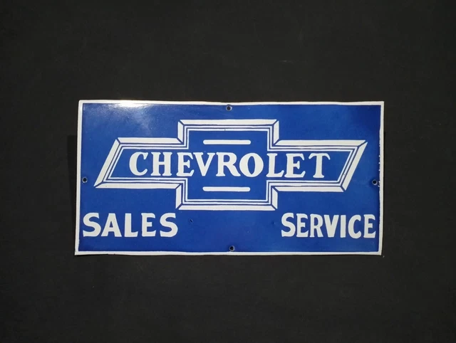 Porcelain Chevrolet Sales Service Enamel Metal Sign Size 24" x 12" Inches