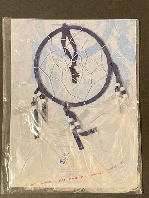 NIP Dreamcatcher Blue Suede White Feathers & Beads St Joseph’s Indian School