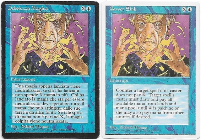 MTG 2x DEBOLEZZA MAGICA Power sink - 1E ITA revised bordo nero 1994 /4E ENG 1995