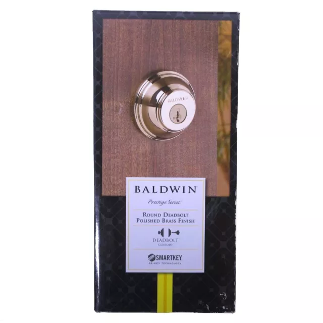 Baldwin 93800-007 Prestige Round Deadbolt Polished Brass Finish