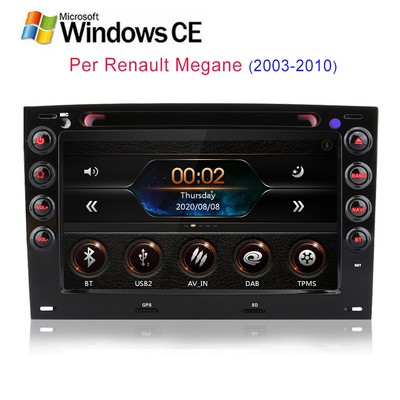 DAB Per Renault Megane 2003-2010 7"Car Radio Navigatore GPS USB RDS DVD DAB SAT BT 