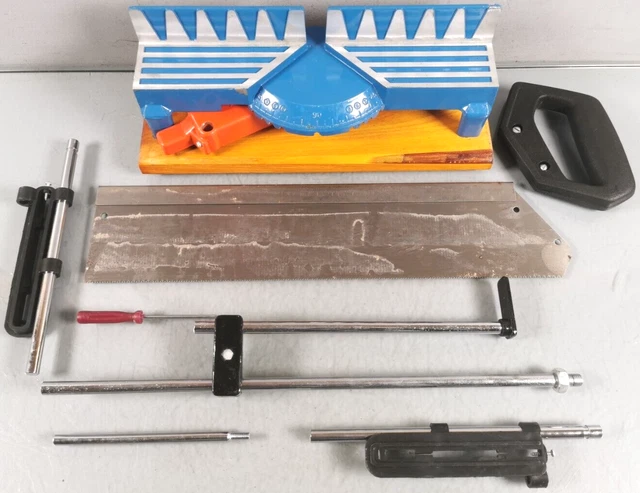 OUTILLAGE Ancienne SCIE A ONGLETS de Precision 400MM Outil Manuel Poignees O