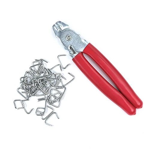 Straight Hog Ring Pliers Set & 200pcs Galvanized Hog Rings – Upholstery Insta...