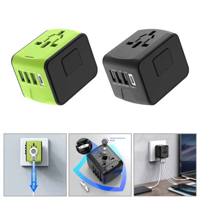 World Wide Universal Travel Adapter Multi Plug Charger USB Type-C CERTIFIED SAFE