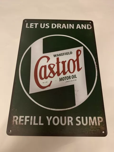 Castrol Wakefield Motor Oil Tin Sign Gas Pump Oil Can Metal Poster New