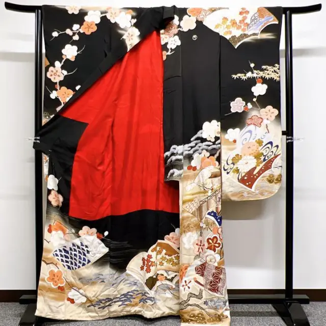 Furisode Japanese Kimono Antique kimono kimono with embroidery Long Sleeves