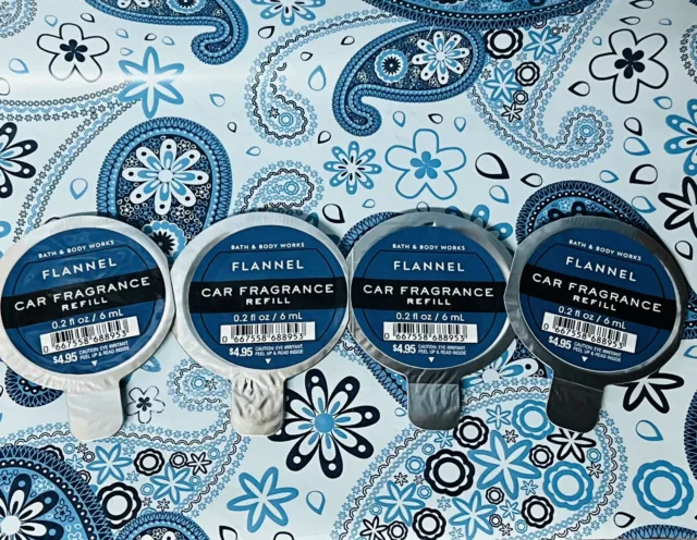 4 Bath & Body Works Scentportable FLANNEL Car Air Freshener Refill Disc
