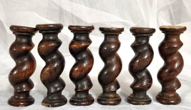 6 Barley twist turned spindle Column Antique french architectural salvage 4.8 in 7