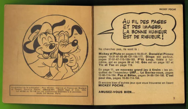 1974 - Mickey poche - mensuel n°5 - Walt Disney - Edi Monde 3