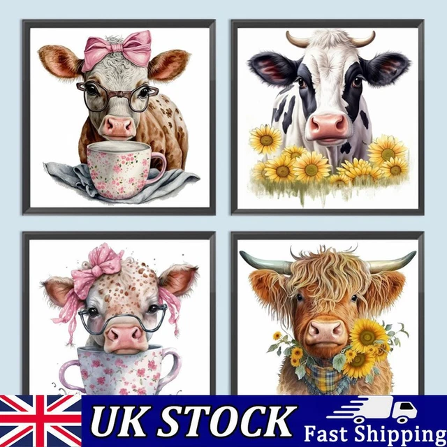 5D DIY Full Round Drill Diamond Painting Cow Animal Kit Home Decor Art Craft