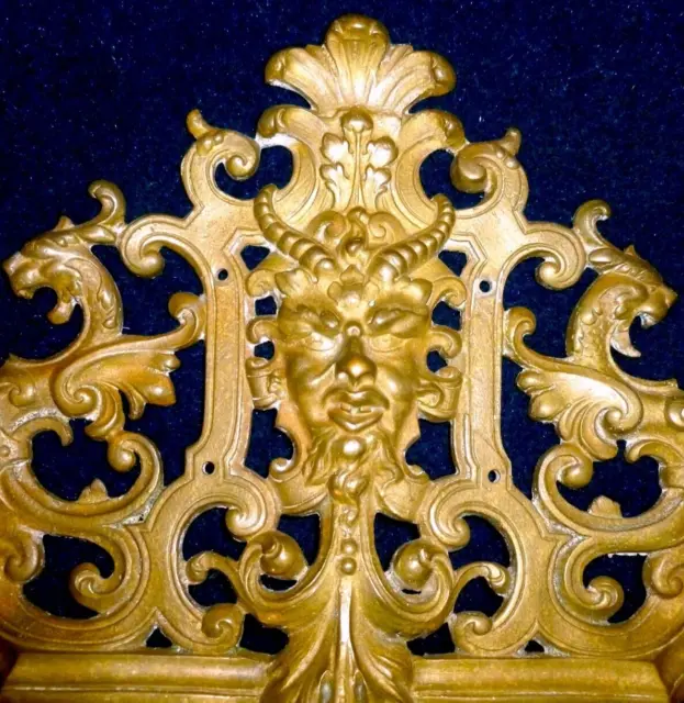 French Bronze/Brass Decor Mount Pediment Devil Faun Two Griffons