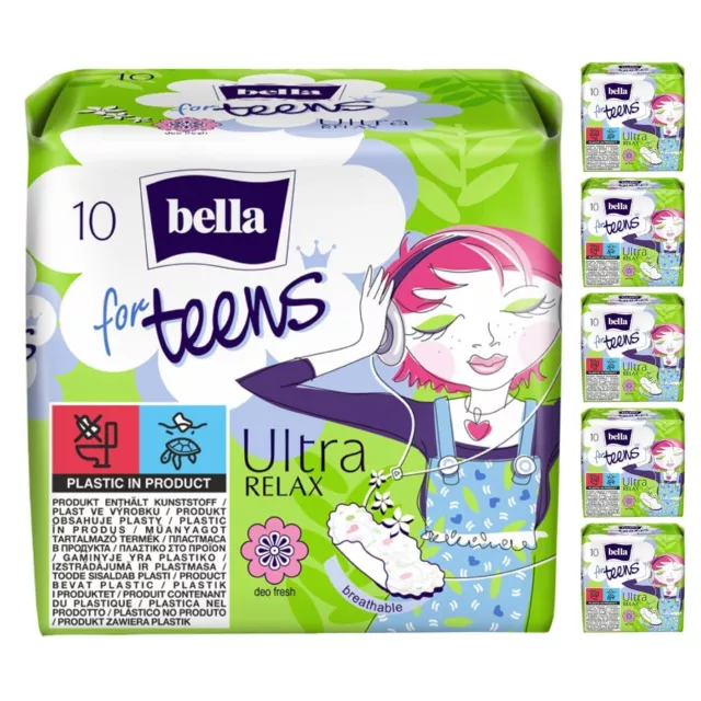 bella for teens Ultra Damenbinden Relax 10 Stück 6er Pack