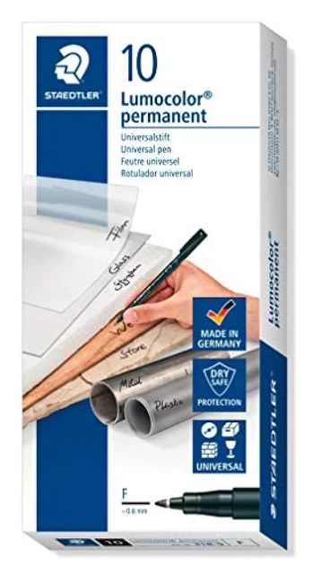 (TG. 1) Staedtler 318-9 Pennarello Permanente, Punta Fina, Nero, Confezione da 1