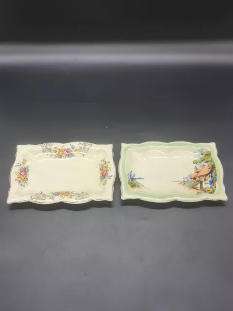 Vintage A.J. Wilkinson Honeyglaze Dish Set Of 2 Used Condition Made In England